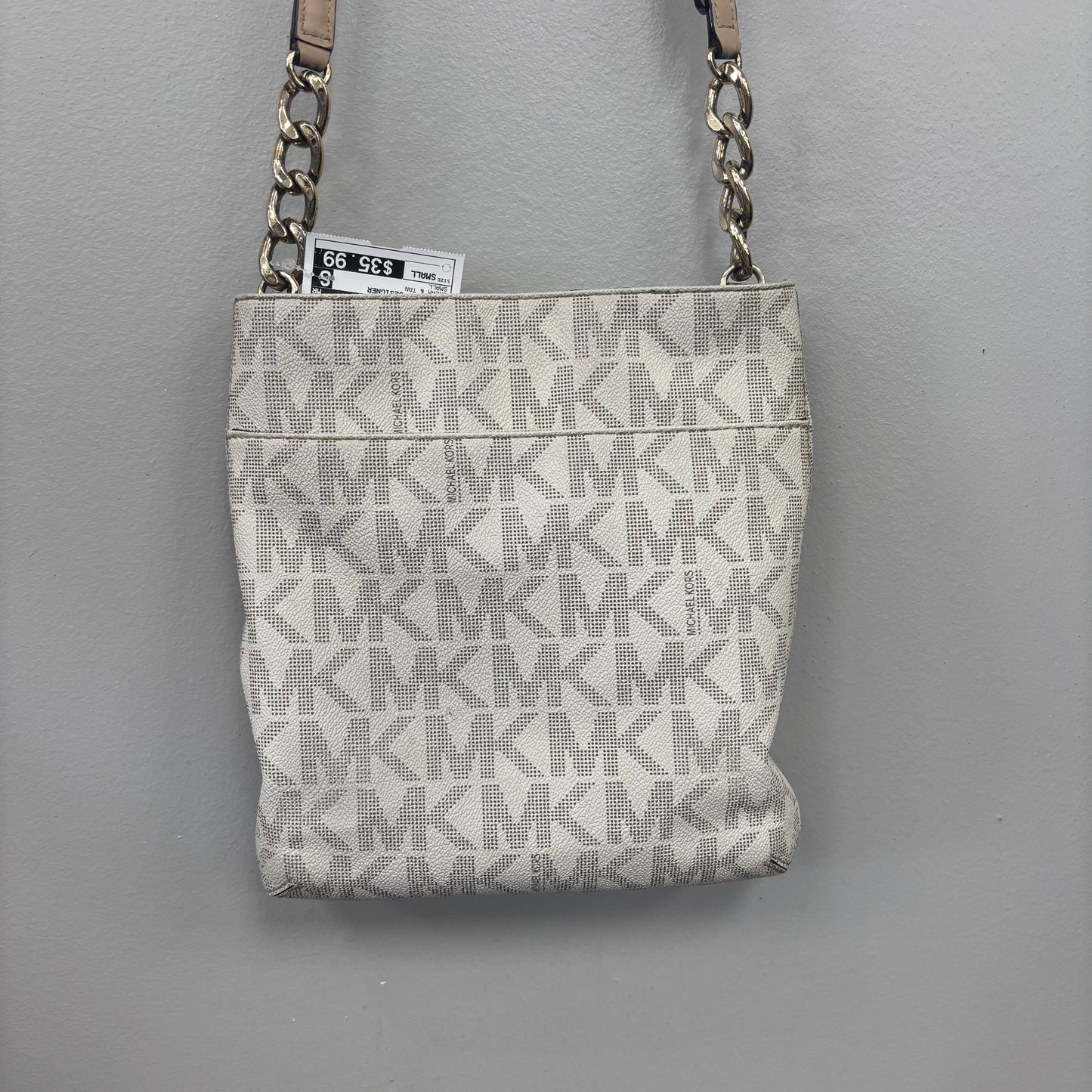 Crossbody Designer By Michael Kors In Cream & Tan, Size:Small
