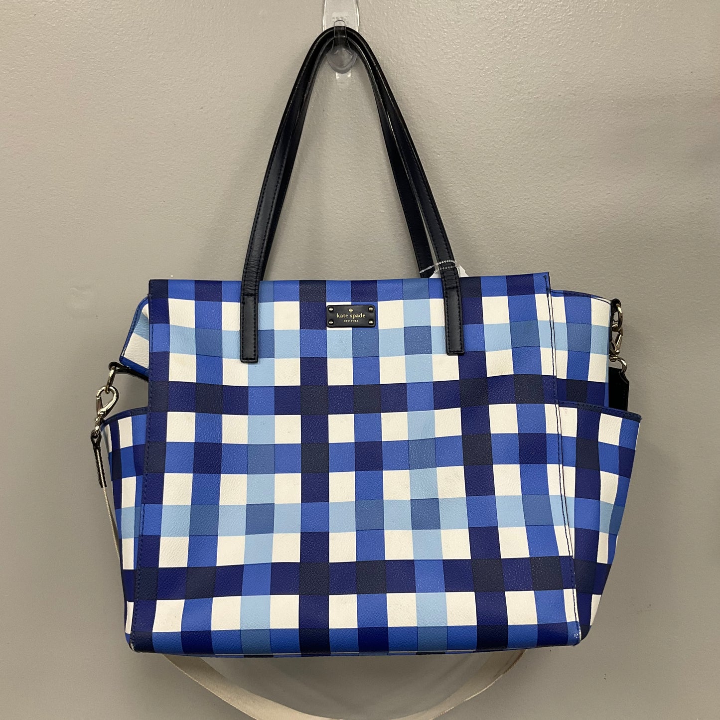 Diaper Bag Designer By Kate Spade In Plaid Pattern, Size:Large