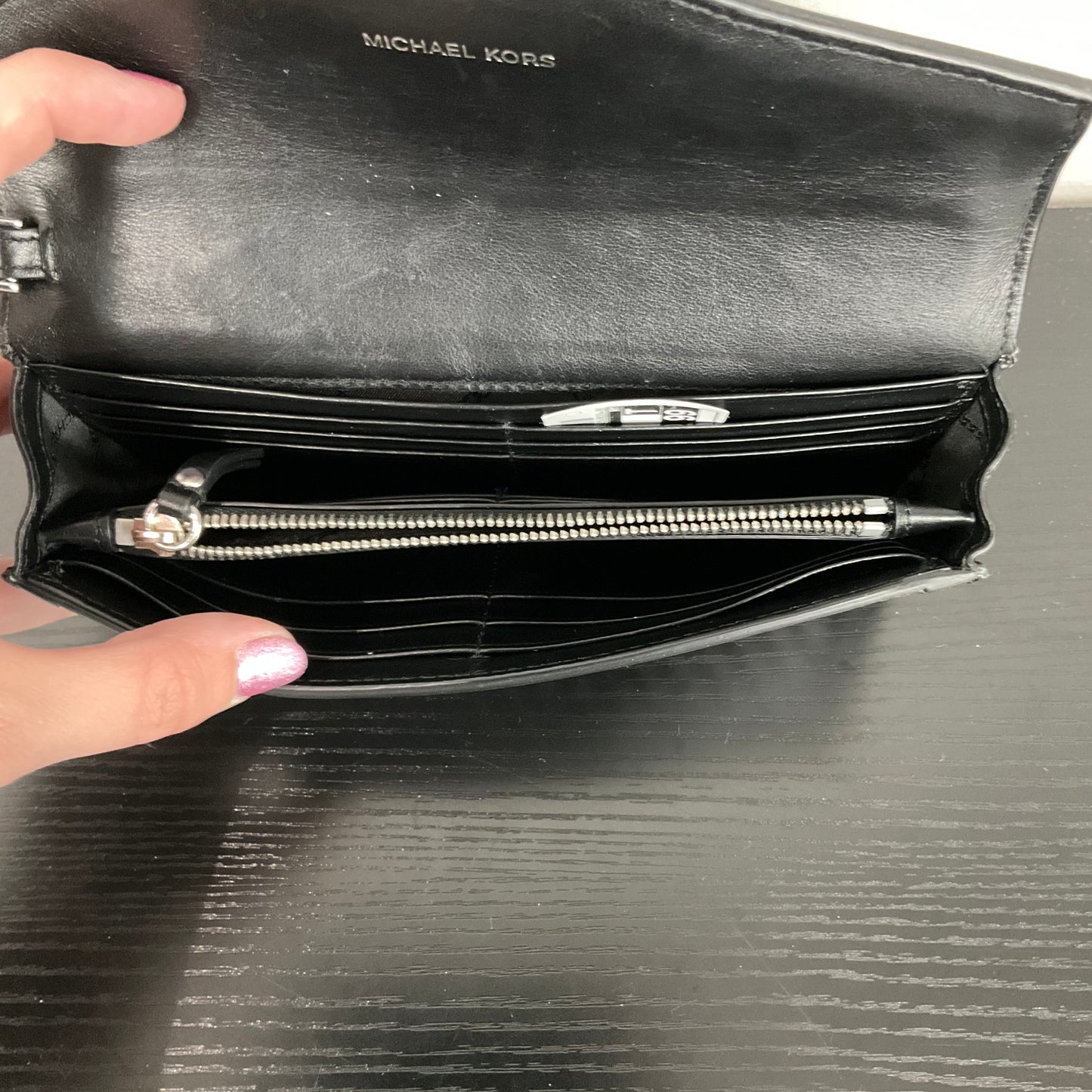 Wallet Designer By Michael Kors In Black & White, Size:Medium