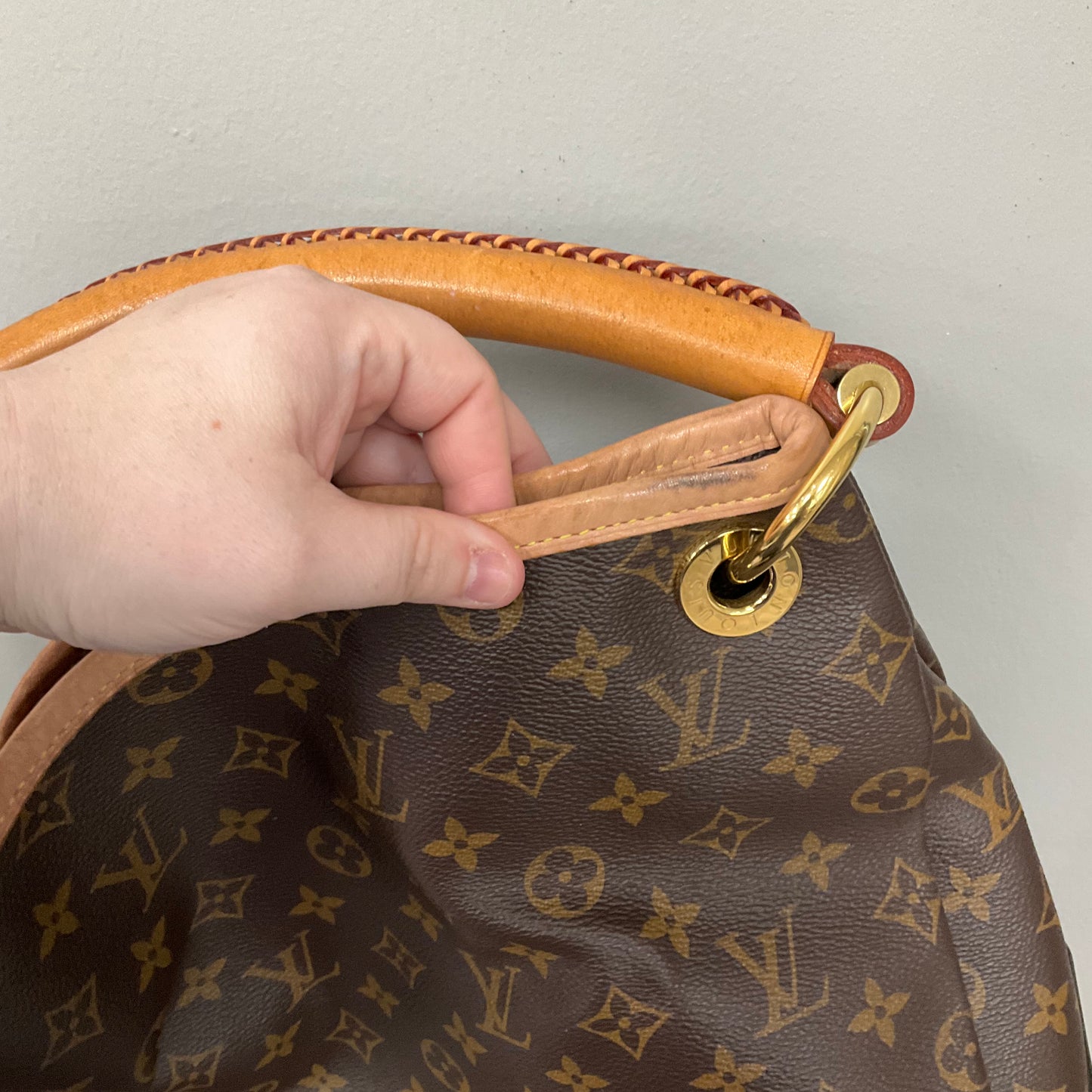 Handbag Luxury Designer By Louis Vuitton In Brown, Size:Large