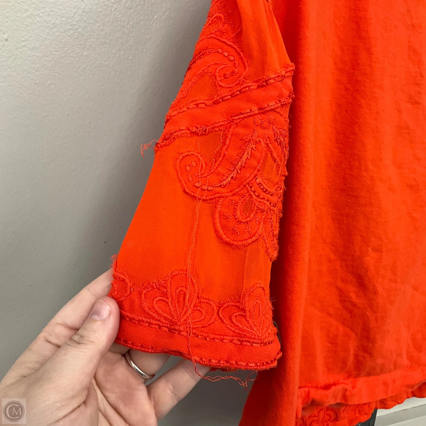 Top Short Sleeve By Anthropologie In Orange, Size: S