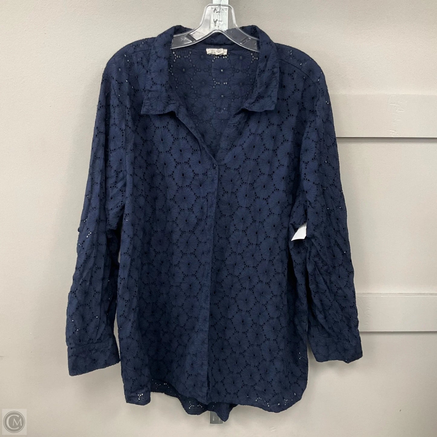 Top Long Sleeve By Nicole By Nicole Miller In Navy, Size: 3x