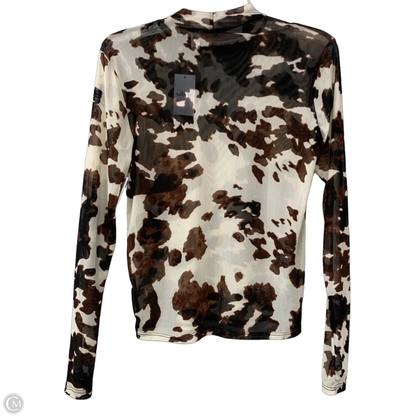 Top Long Sleeve By Willow & Root In Brown & Cream, Size: S