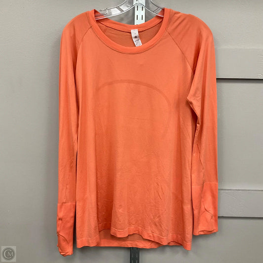 Athletic Top Long Sleeve Crewneck By Lululemon In Orange, Size: 14