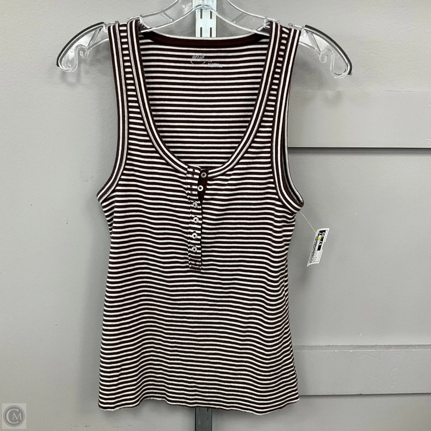 Top Sleeveless Basic By Aerie In Brown & White, Size: L