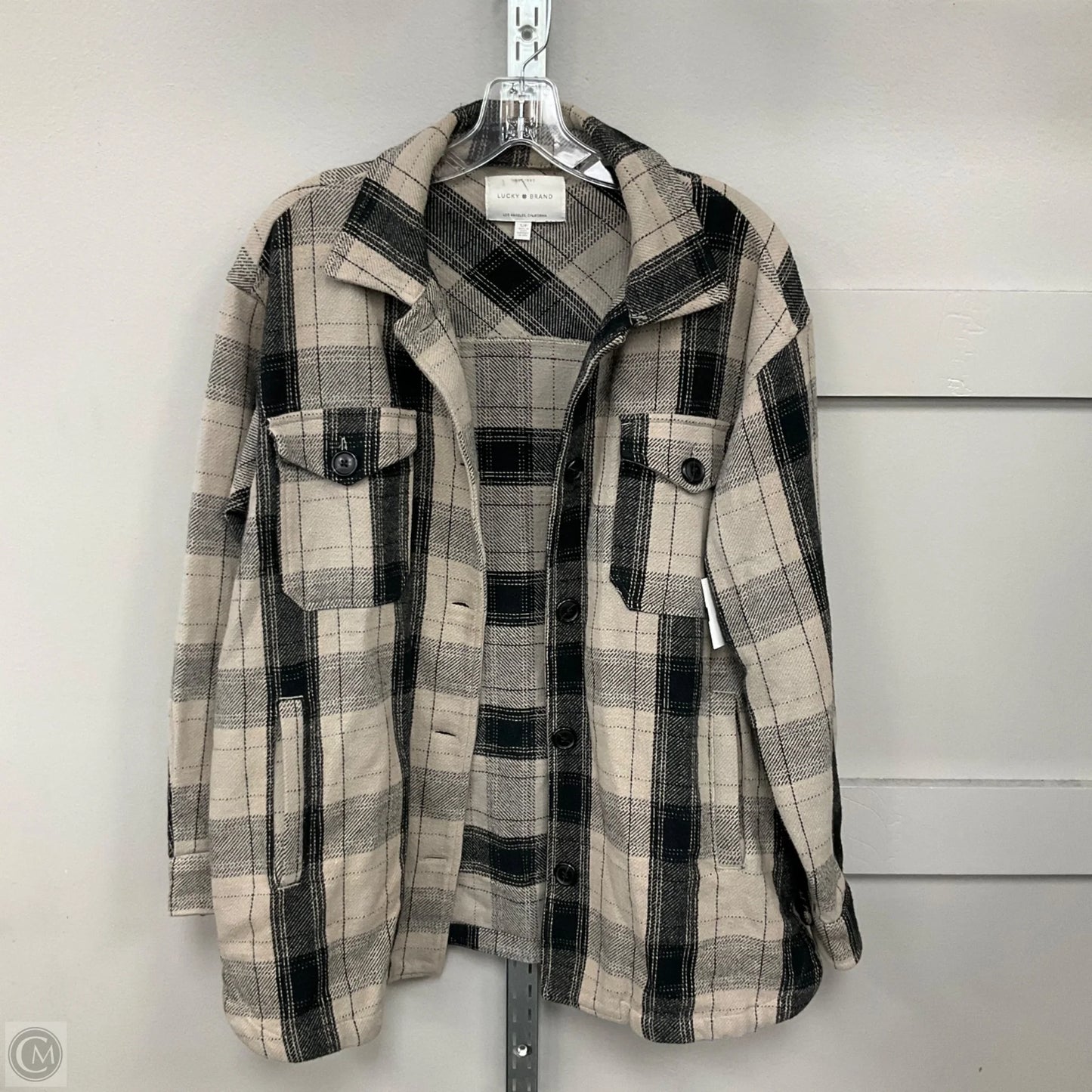 Jacket Shirt By Lucky Brand In Plaid Pattern, Size: S