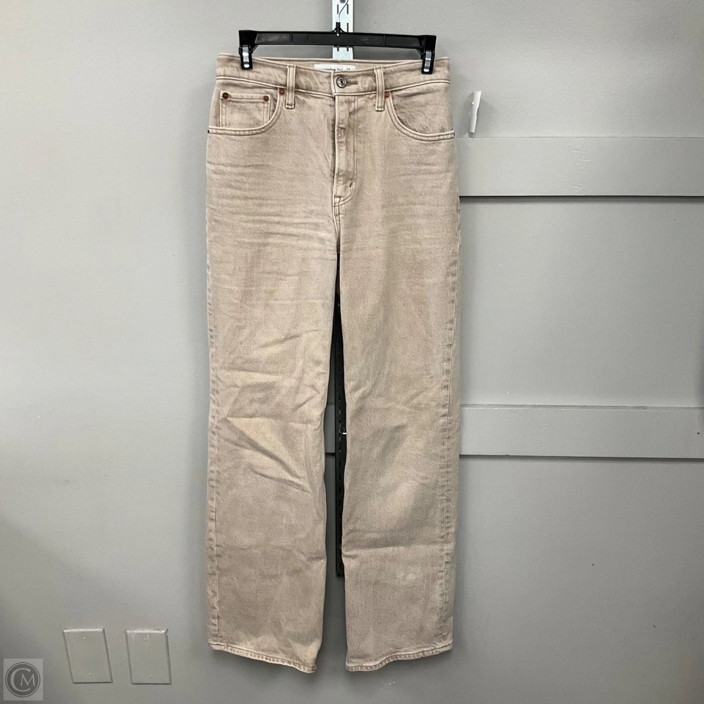 Jeans Straight By Abercrombie And Fitch In Tan Denim, Size: 00