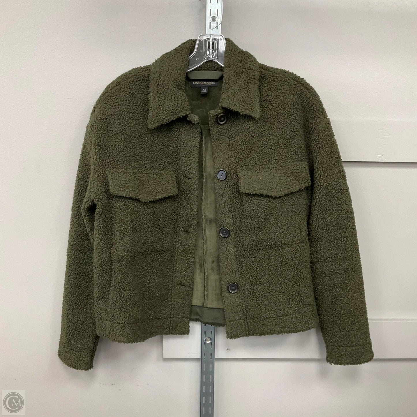 Jacket Faux Fur & Sherpa By Banana Republic In Green, Size: Xs