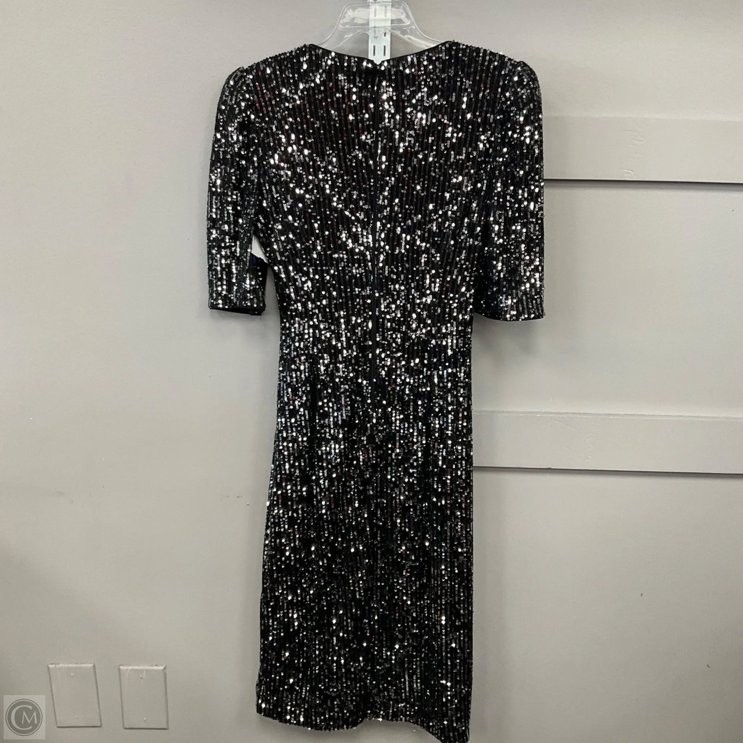 Dress Party Midi By Calvin Klein In Black & Silver, Size: 8