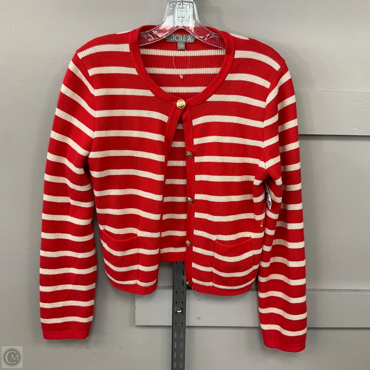 Sweater Cardigan By J. Crew In Striped Pattern, Size: M