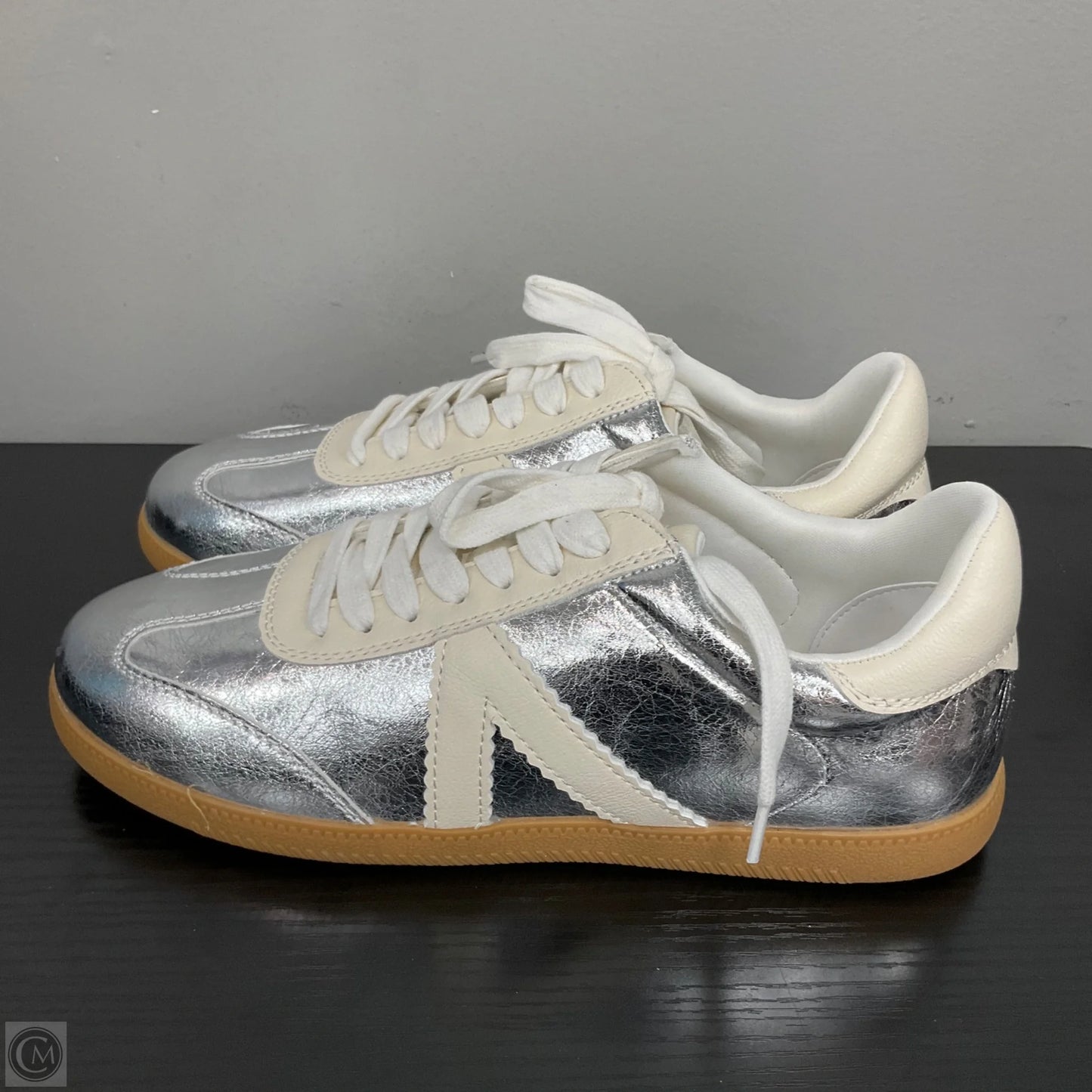 Shoes Sneakers By Mia In Silver, Size: 7.5