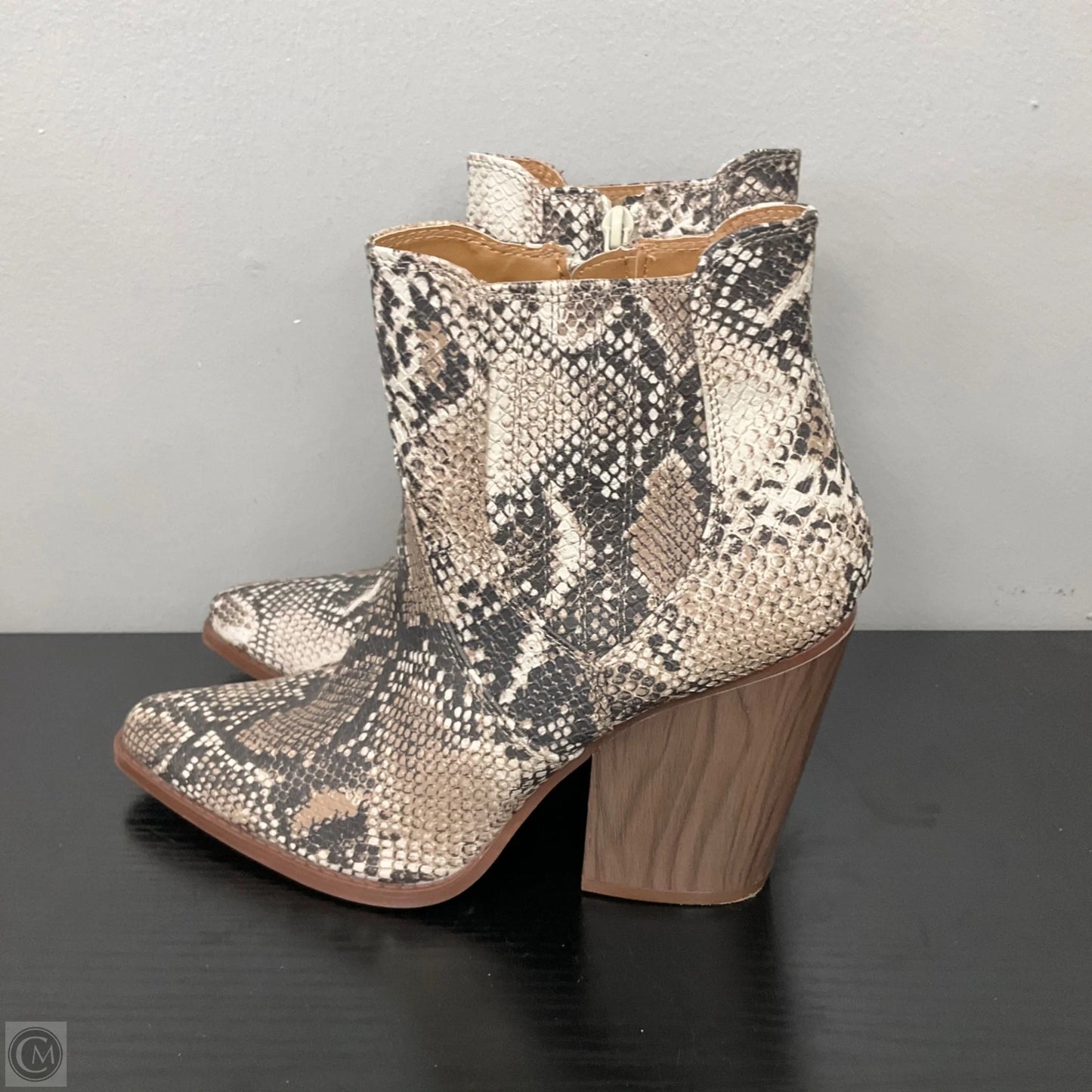 Boots Ankle Heels By Qupid In Snakeskin Print, Size: 8