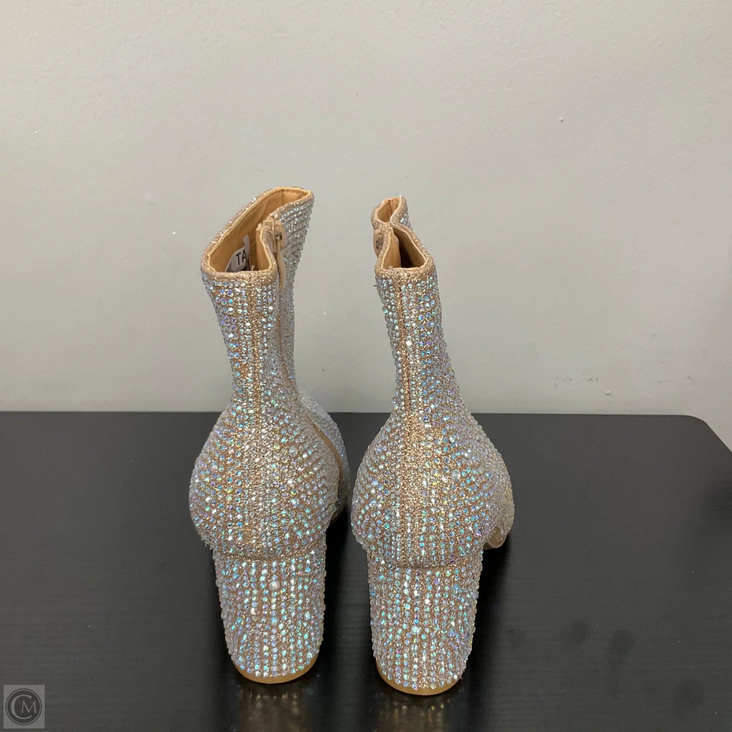 Boots Ankle Heels By Forever In Silver, Size: 10