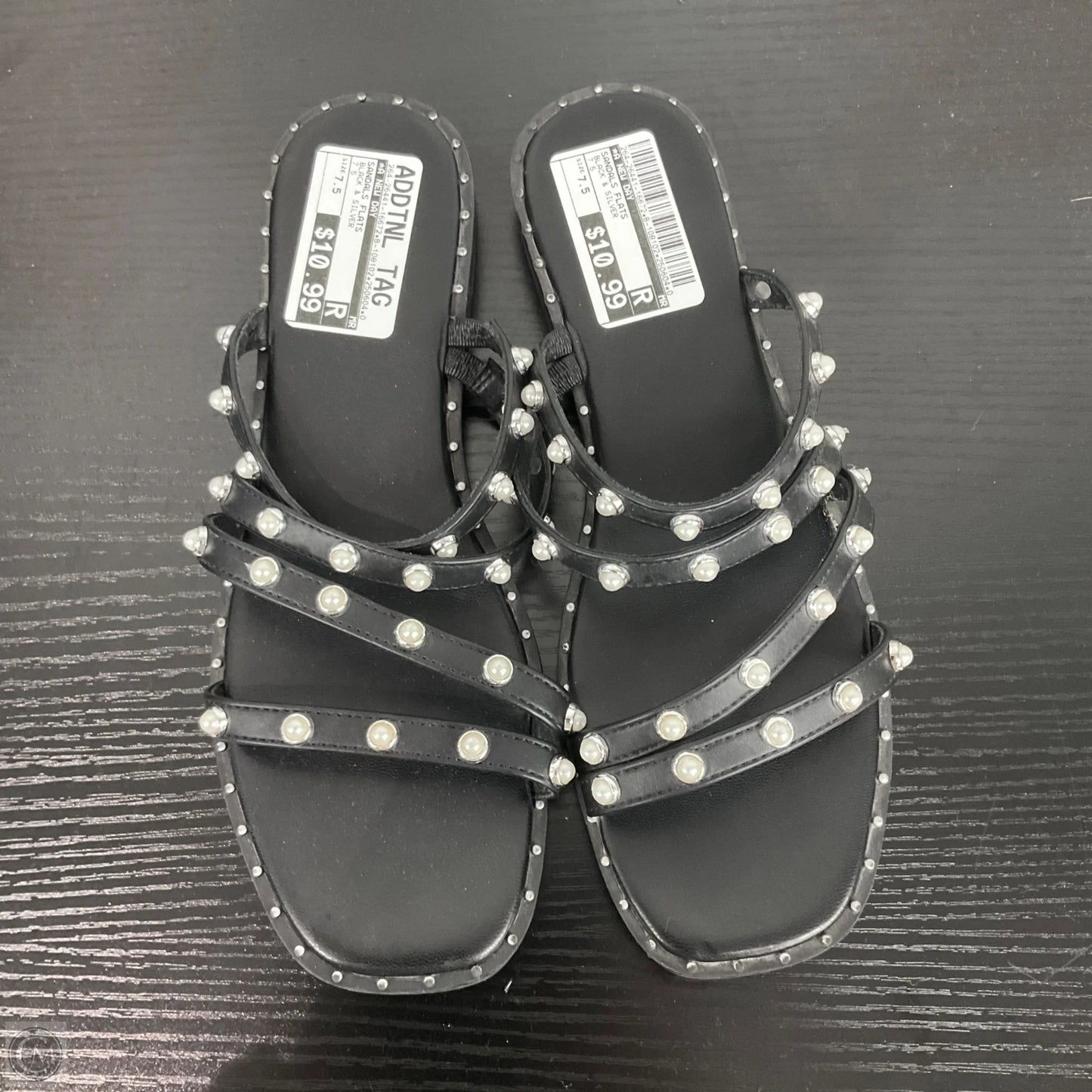 Sandals Flats By A New Day In Black & Silver, Size: 7.5