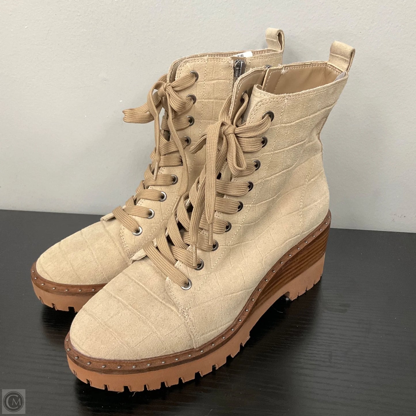 Shoes Heels Wedge By Vince Camuto In Brown & Tan, Size: 7.5