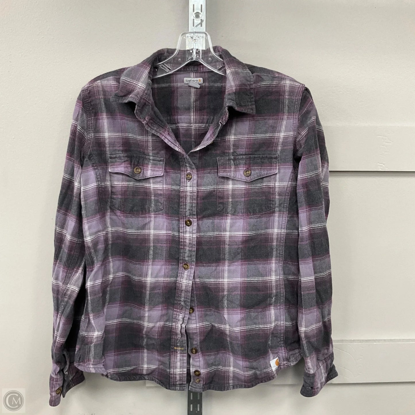 Top Long Sleeve By Carhartt In Plaid Pattern, Size: M