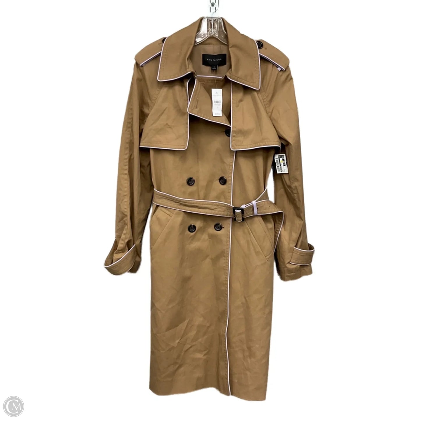 Coat Trench Coat By Ann Taylor In Brown, Size: S