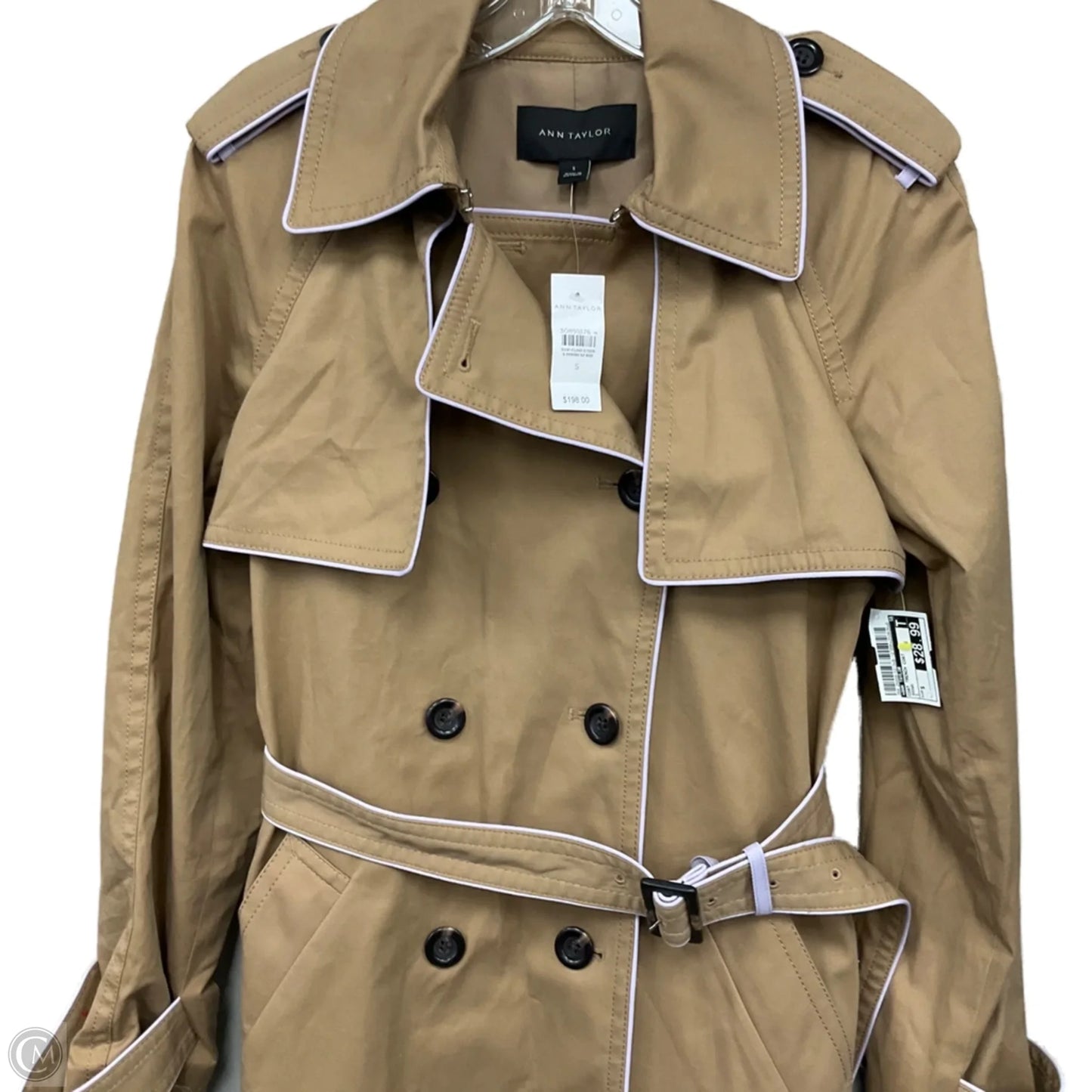 Coat Trench Coat By Ann Taylor In Brown, Size: S