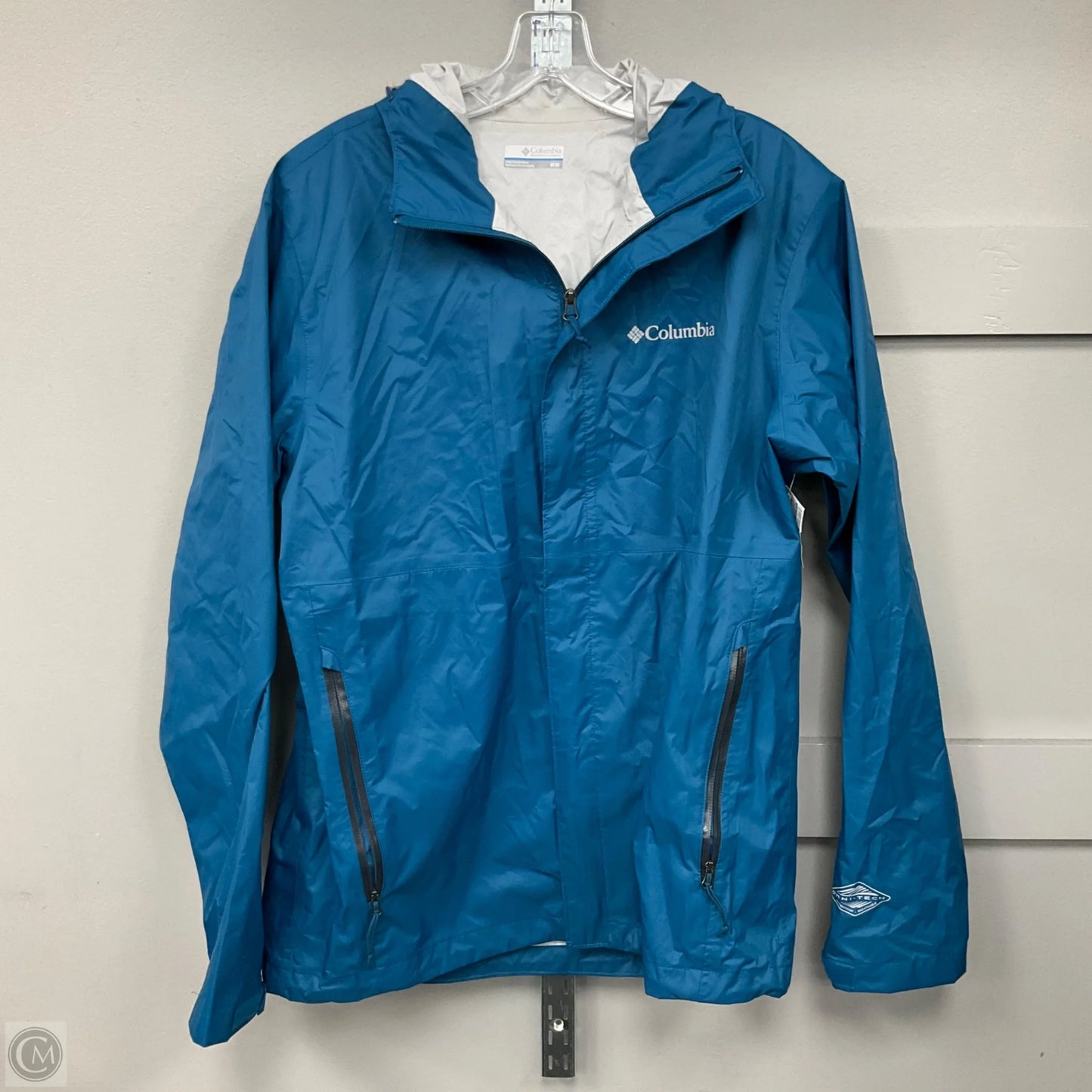 Jacket Windbreaker By Columbia In Blue, Size: M