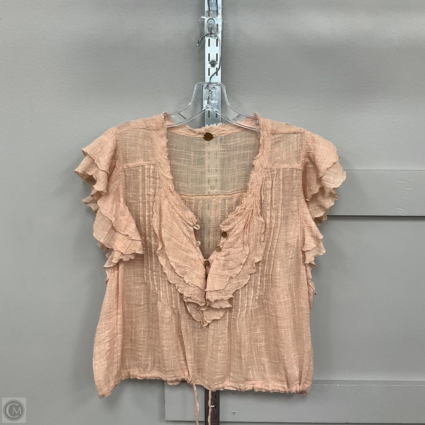 Top Short Sleeve By Free People In Tan, Size: L