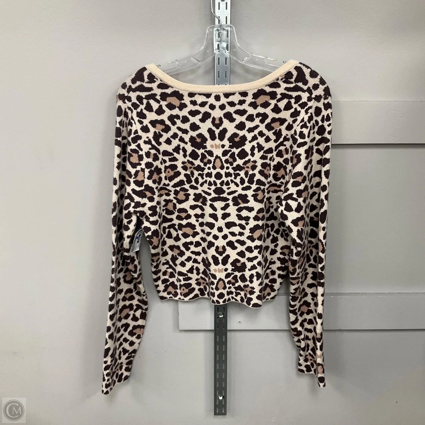 Cardigan By Clothes Mentor In Leopard Print, Size: Xl