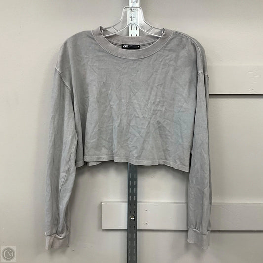 Top Long Sleeve By Zara In Grey, Size: M