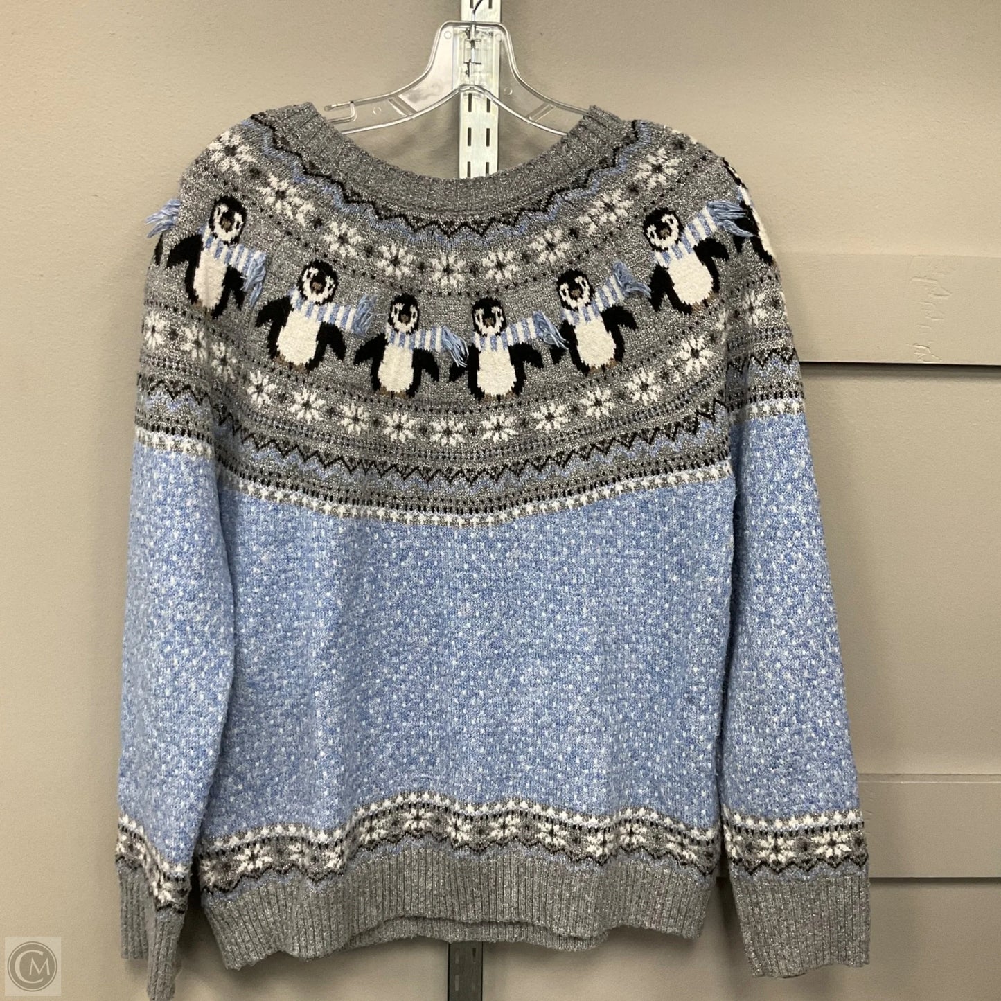 Sweater By Holiday Time In Blue & Silver, Size: Xl
