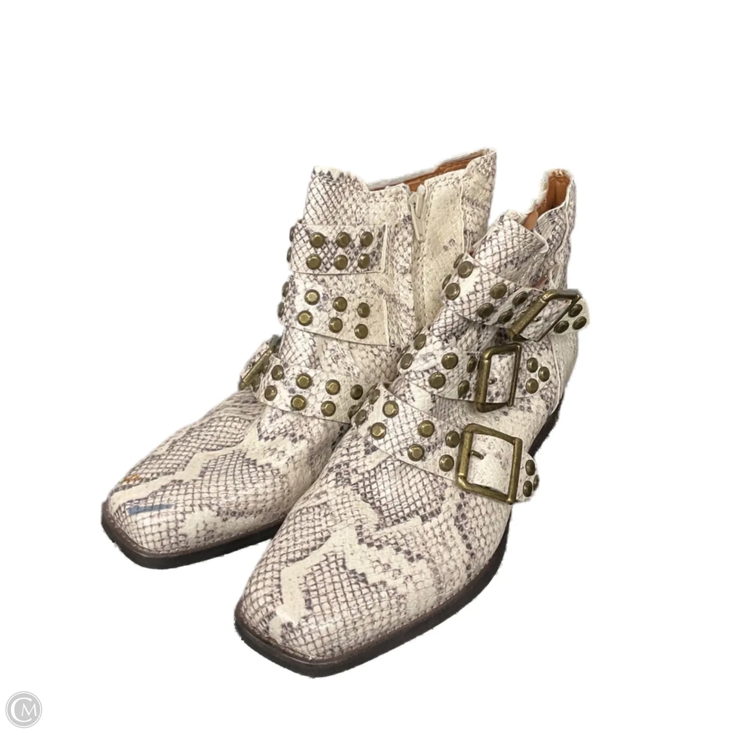 Boots Ankle Heels By Clothes Mentor In Snakeskin Print, Size: 7.5
