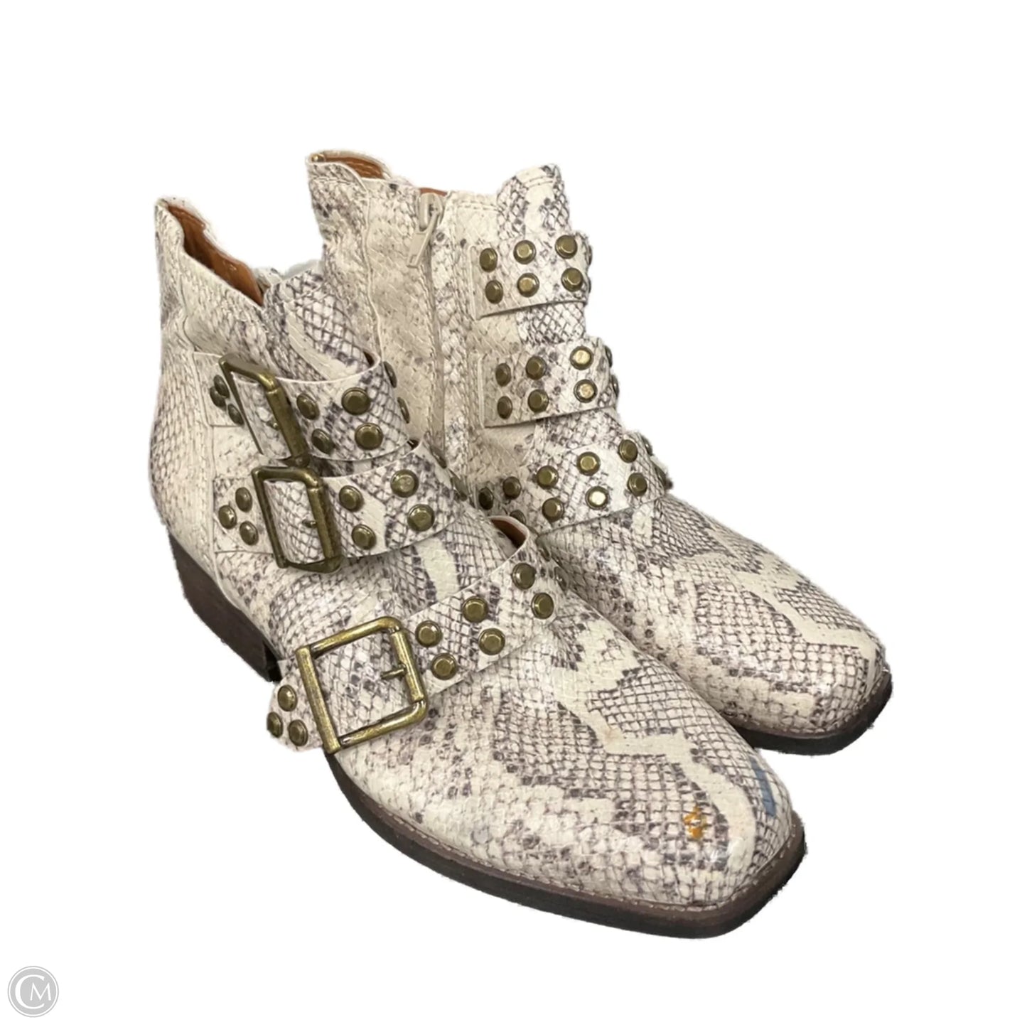 Boots Ankle Heels By Clothes Mentor In Snakeskin Print, Size: 7.5