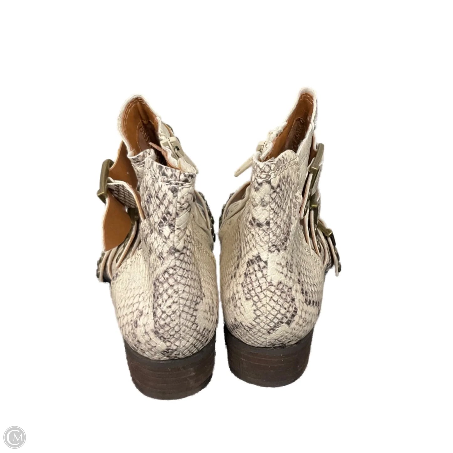 Boots Ankle Heels By Clothes Mentor In Snakeskin Print, Size: 7.5