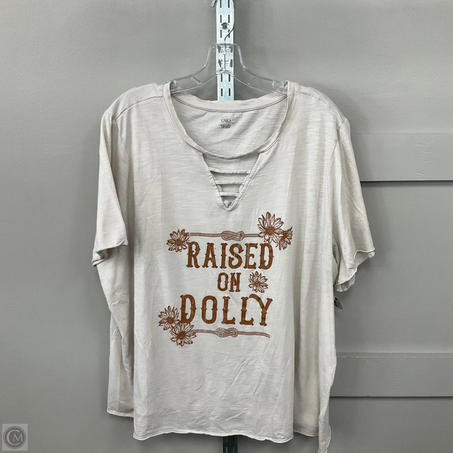 Top Short Sleeve By Cato In Cream, Size: 26