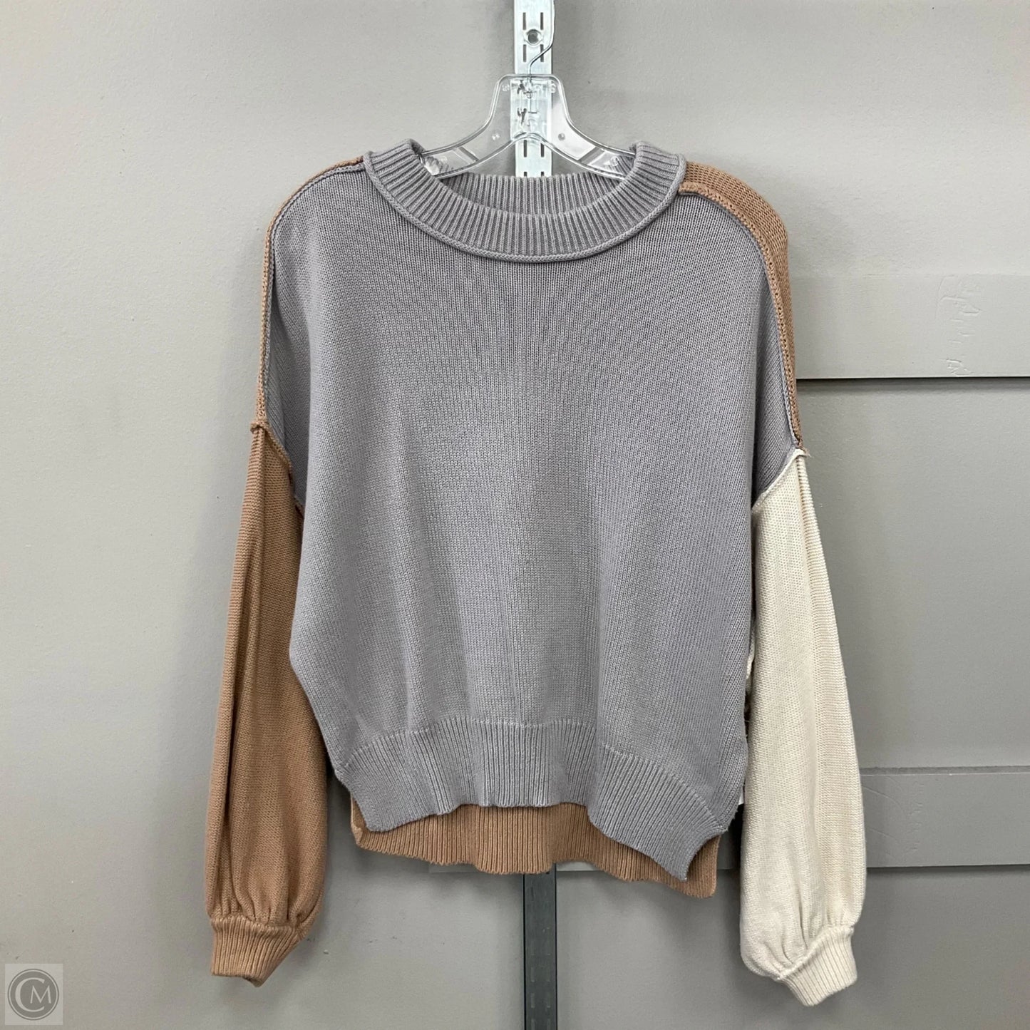 Sweater By Blu Pepper In Brown & Grey, Size: M