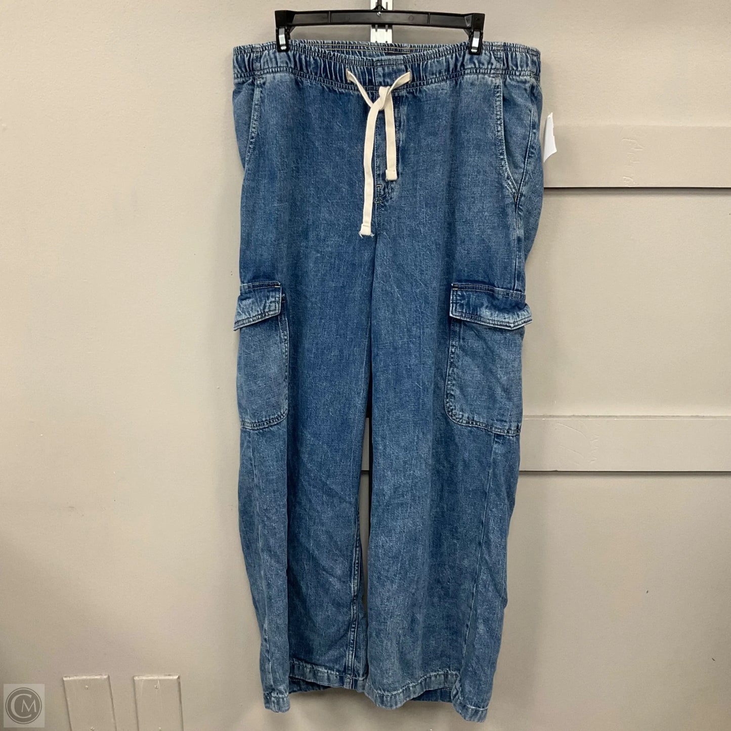 Jeans Wide Leg By Gap In Blue Denim, Size: L