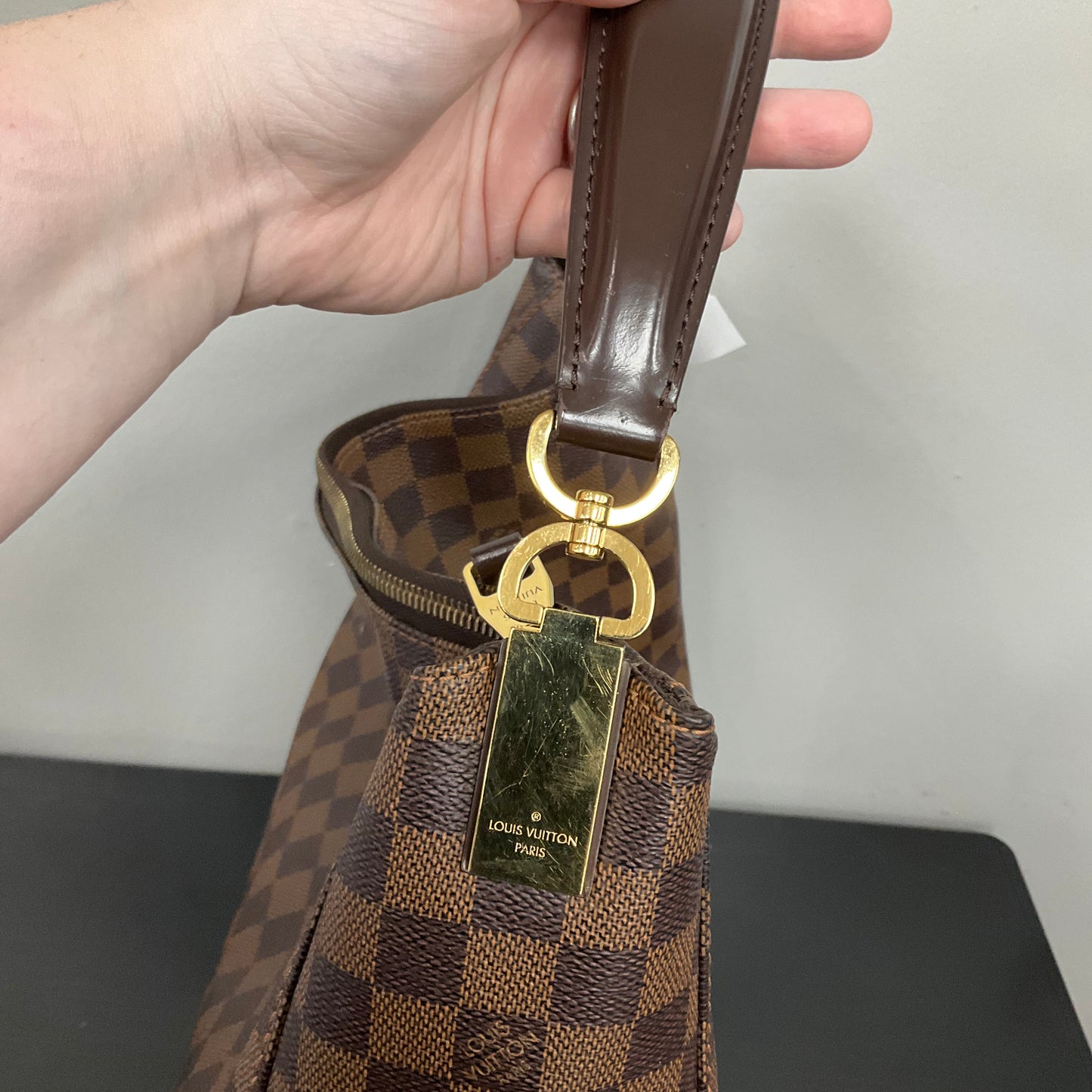Handbag Luxury Designer By Louis Vuitton In Checkered Pattern, Size:Large