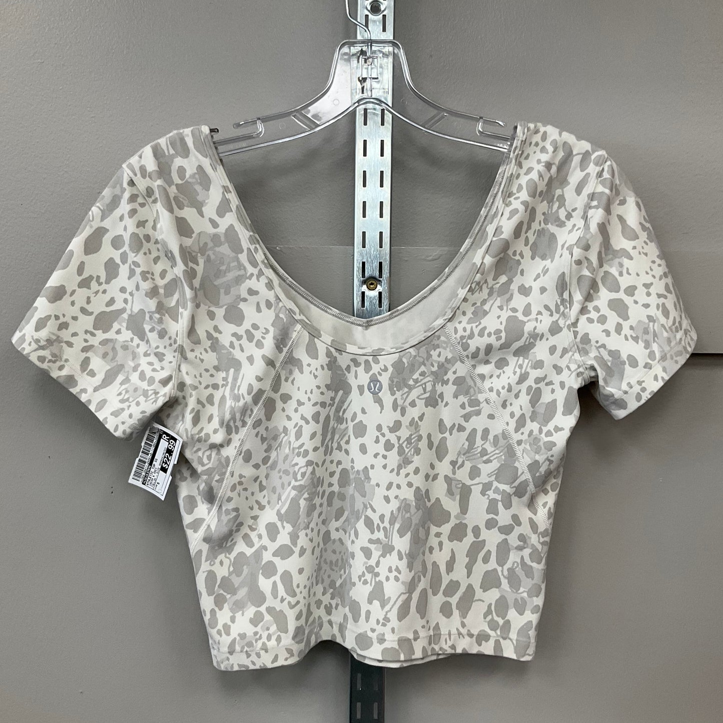 Athletic Top Ss By Lululemon In Cream & Grey, Size:S