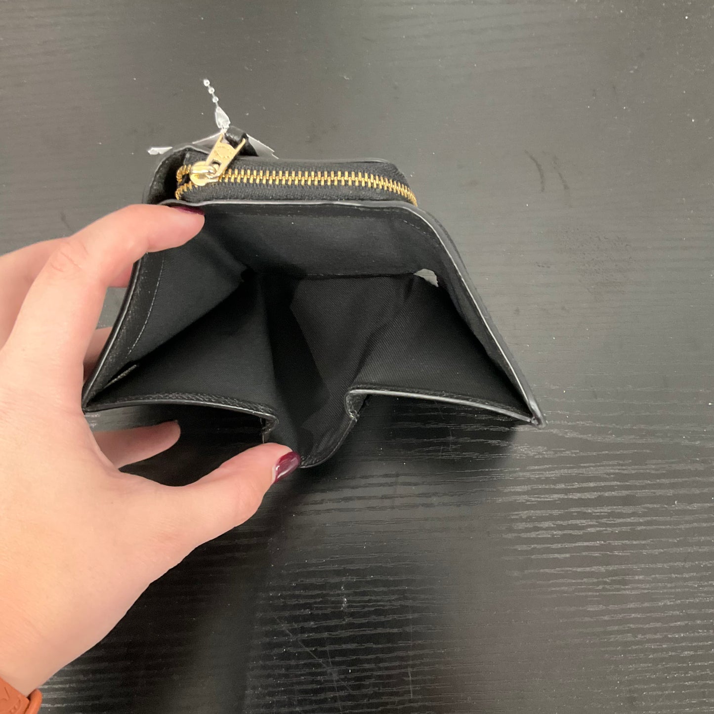 Wallet Designer By Coach In Black & Gold, Size:Small