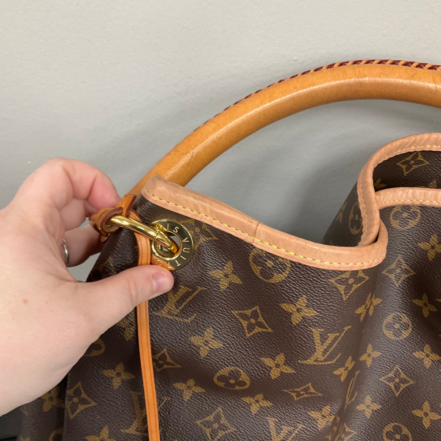 Handbag Luxury Designer By Louis Vuitton In Brown, Size:Large