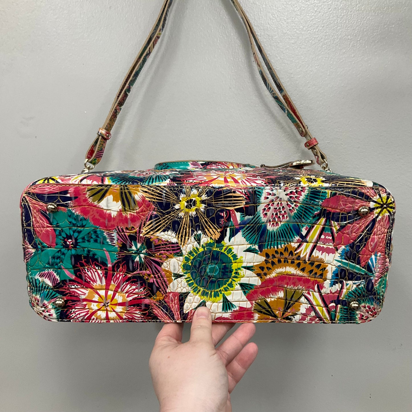 Handbag Designer By Brahmin In Rainbow Print, Size:Medium