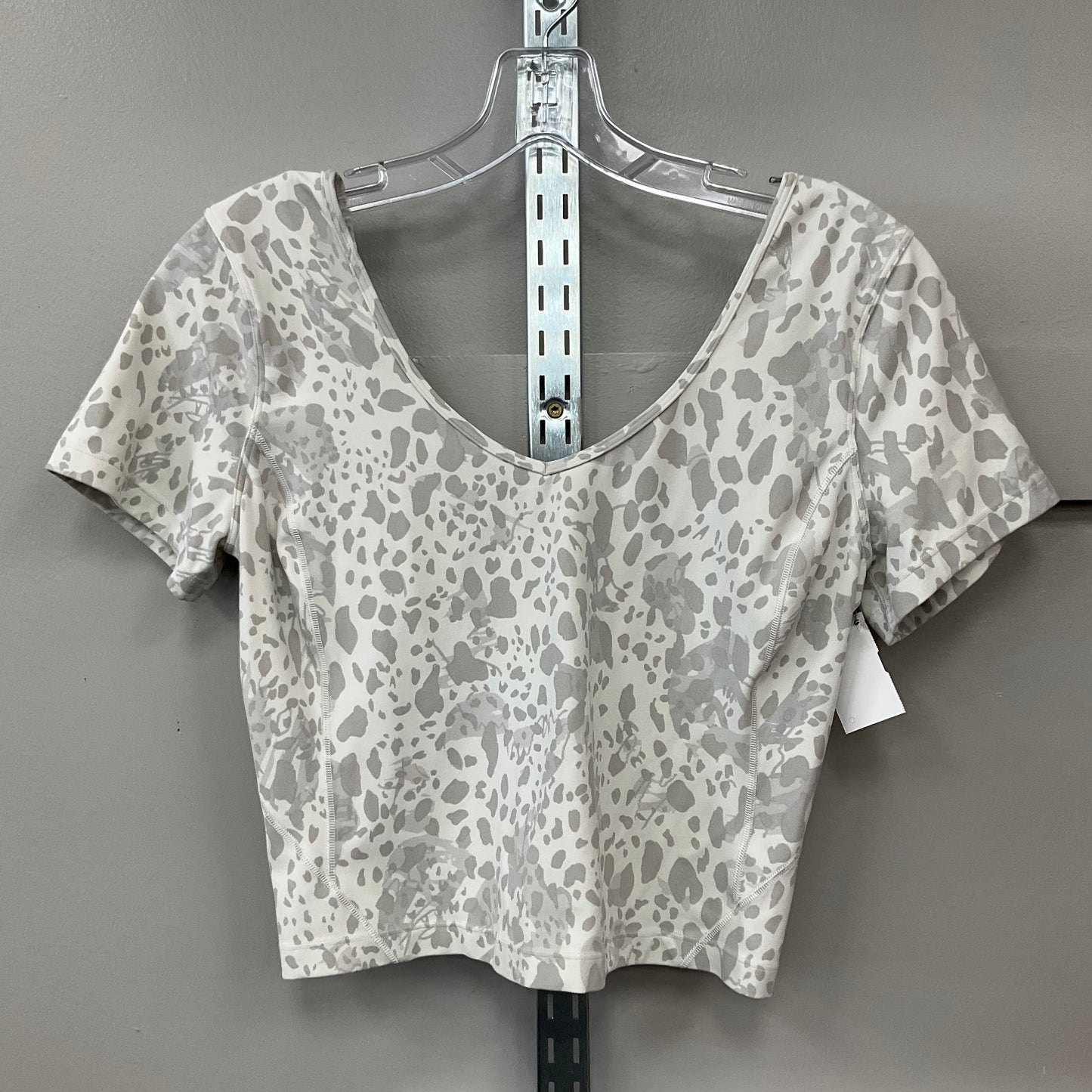Athletic Top Ss By Lululemon In Cream & Grey, Size:S