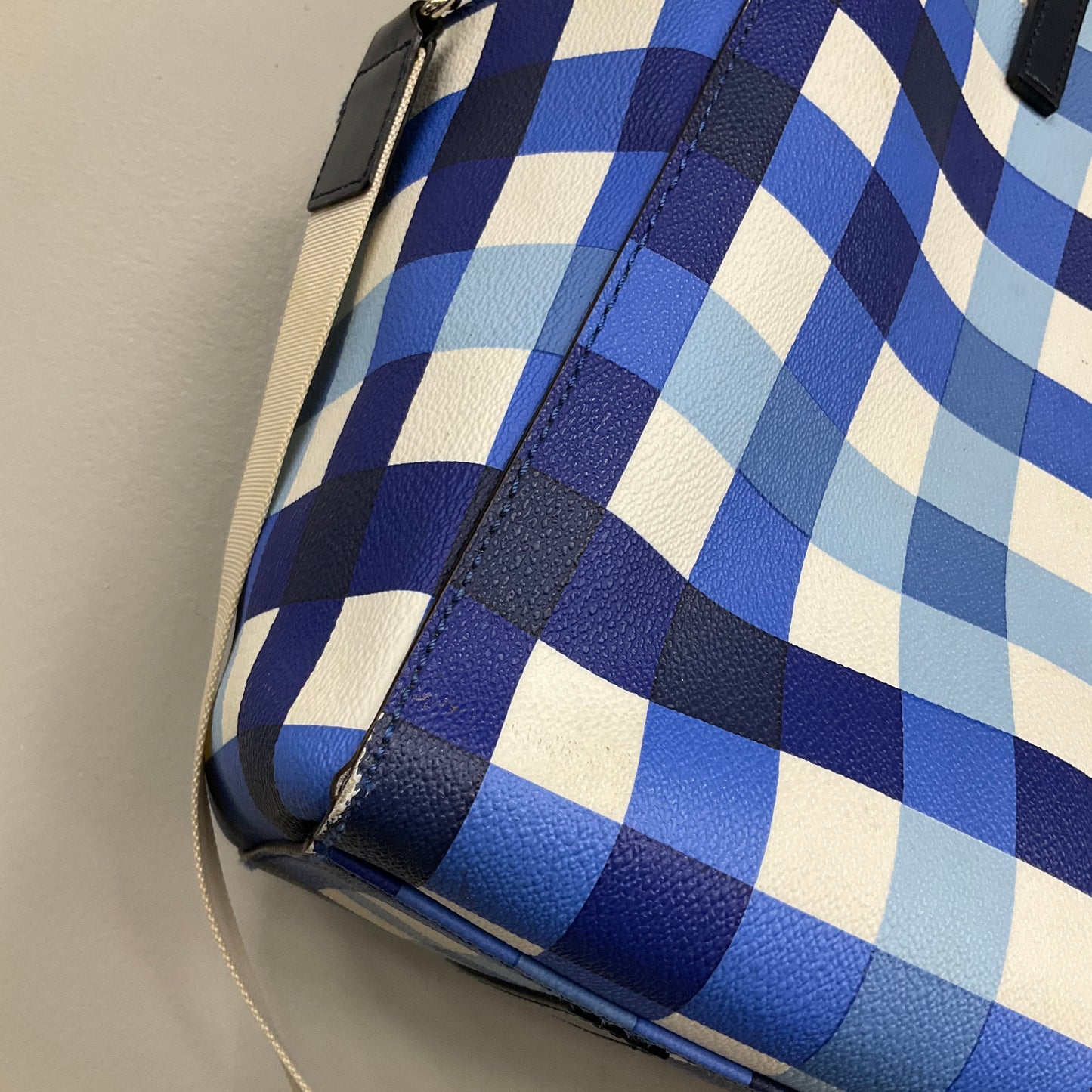 Diaper Bag Designer By Kate Spade In Plaid Pattern, Size:Large