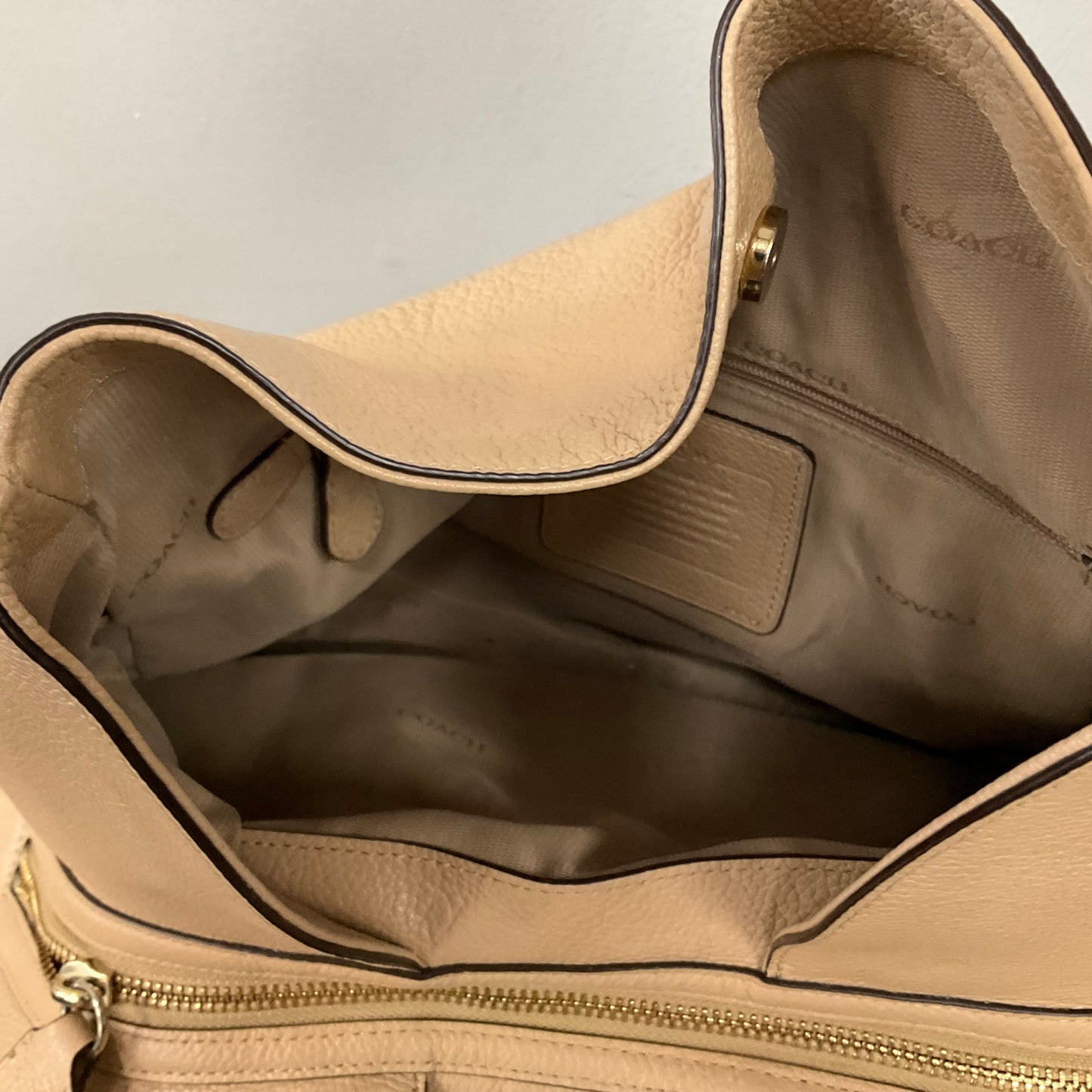 Handbag Designer By Coach In Tan, Size:Medium