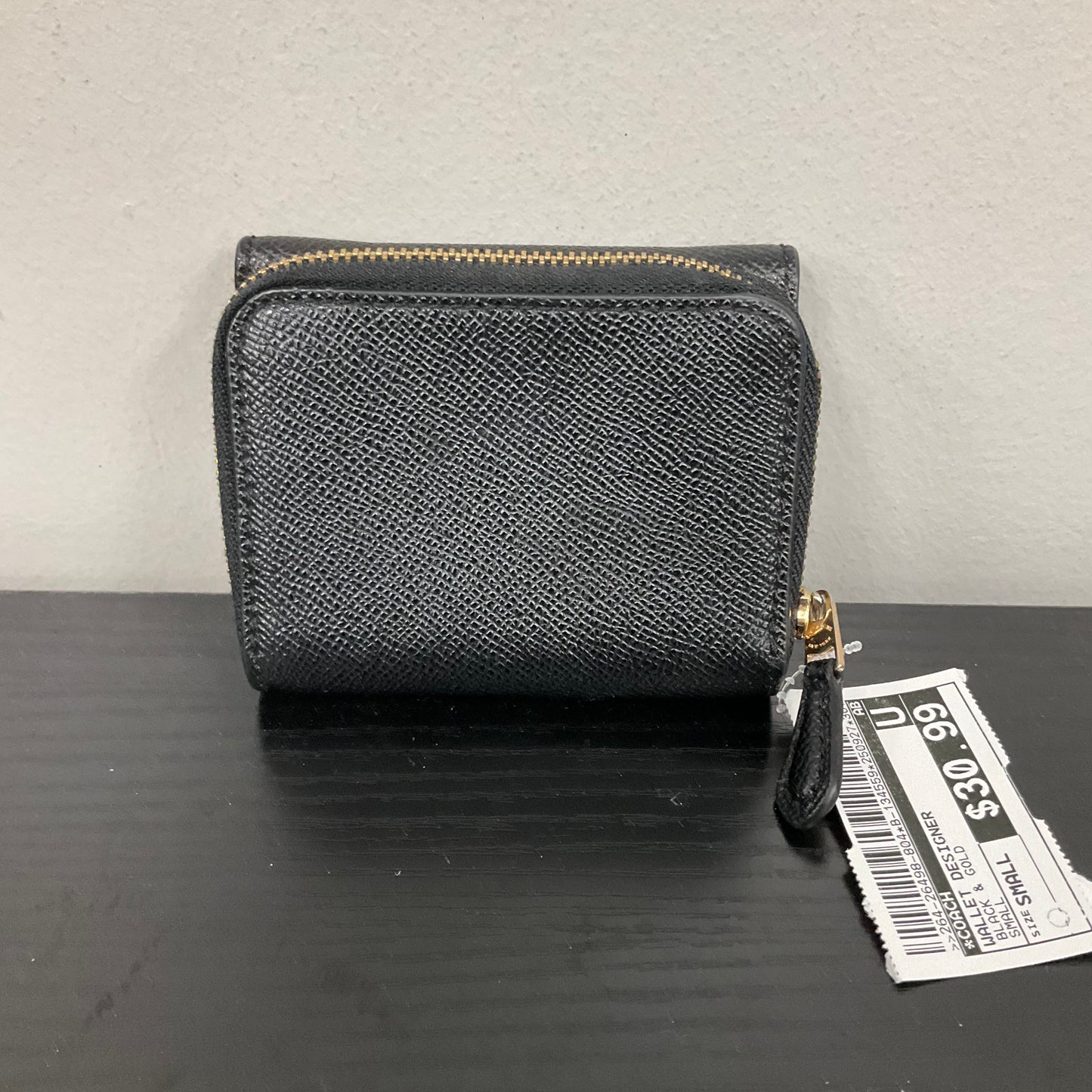 Wallet Designer By Coach In Black & Gold, Size:Small