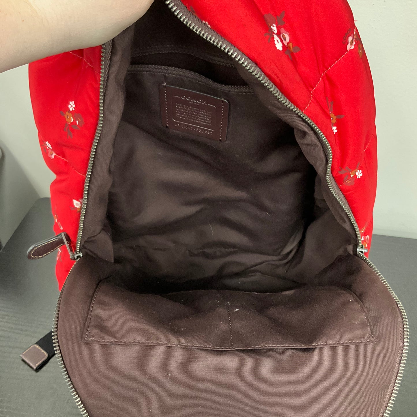 Backpack Designer By Coach In Floral Print, Size:Medium