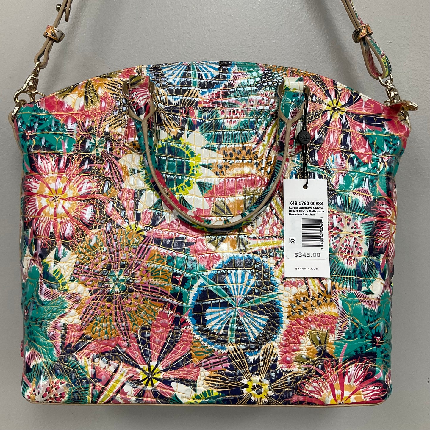 Handbag Designer By Brahmin In Rainbow Print, Size:Medium
