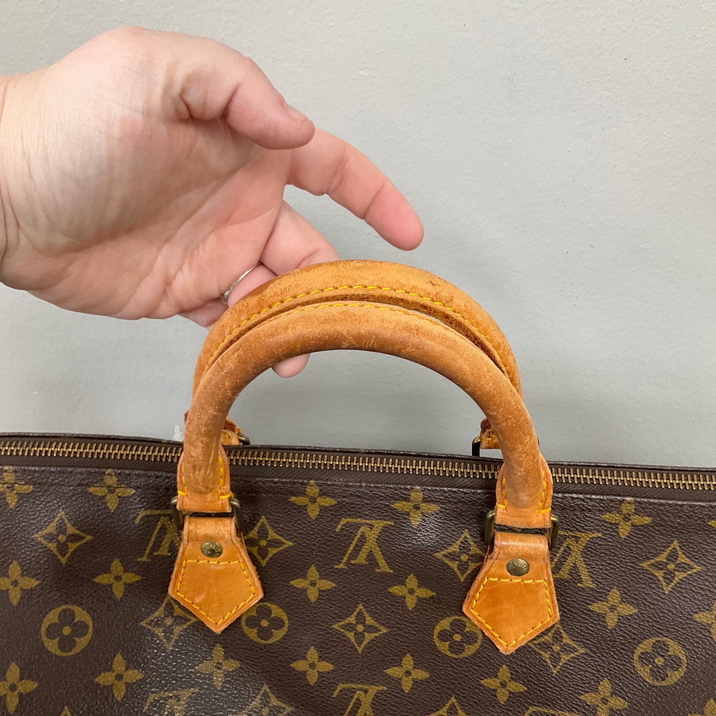 Handbag Luxury Designer By Louis Vuitton In Bronze, Size:Large