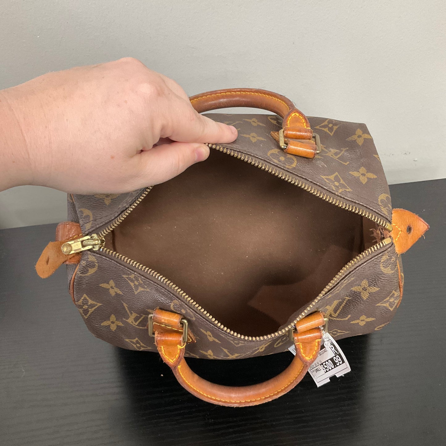 Handbag Luxury Designer By Louis Vuitton In Brown, Size:Small