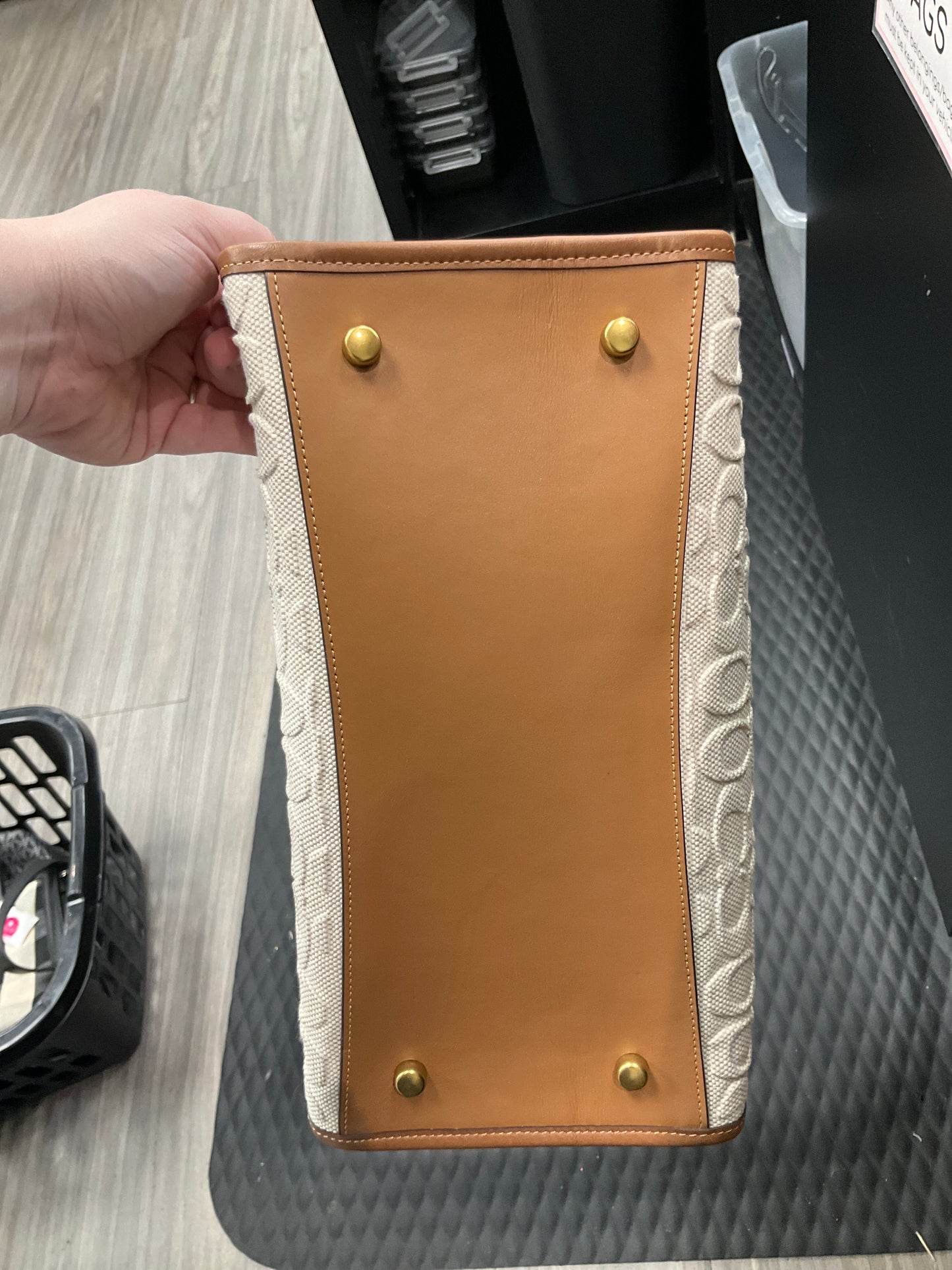 Tote Designer By Coach In Brown & Cream, Size:Medium