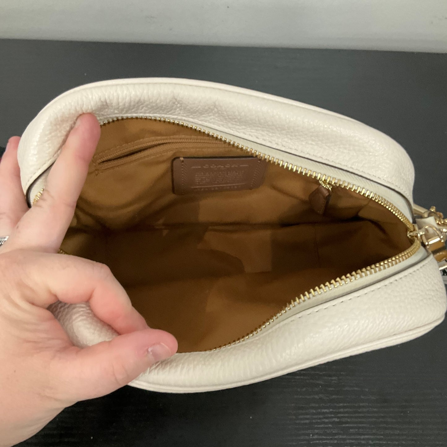 Crossbody Designer By Coach In Cream, Size:Small