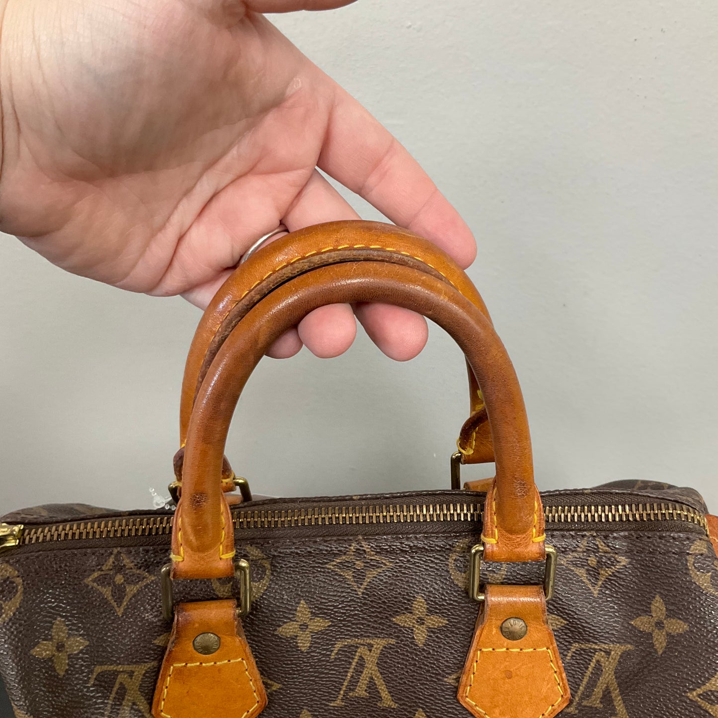 Handbag Luxury Designer By Louis Vuitton In Brown, Size:Small