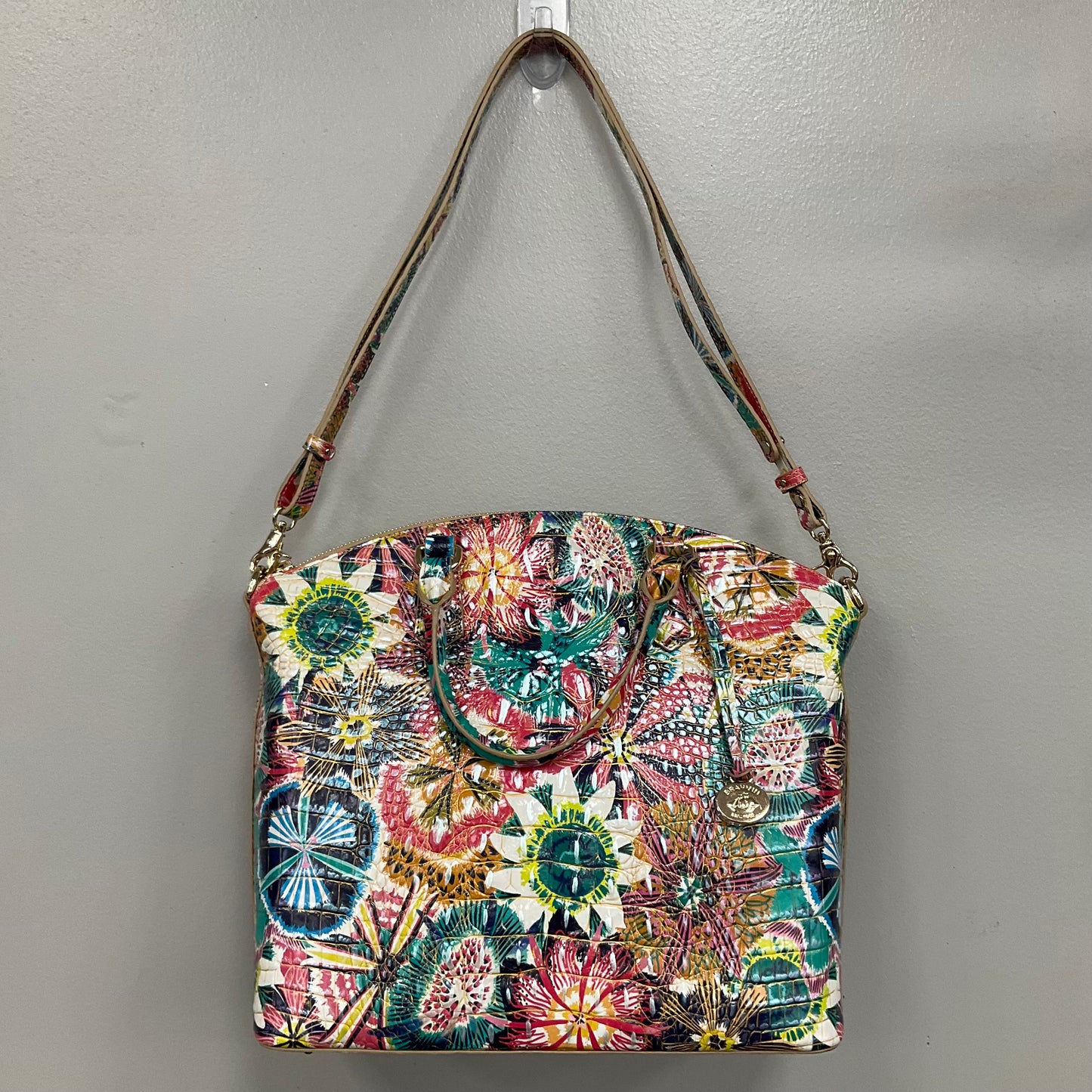 Handbag Designer By Brahmin In Rainbow Print, Size:Medium